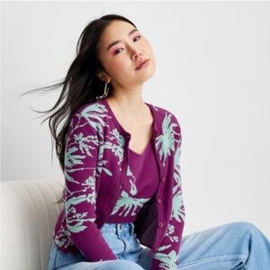 Future Collective Palm Print Women's Sweater - purple & blue